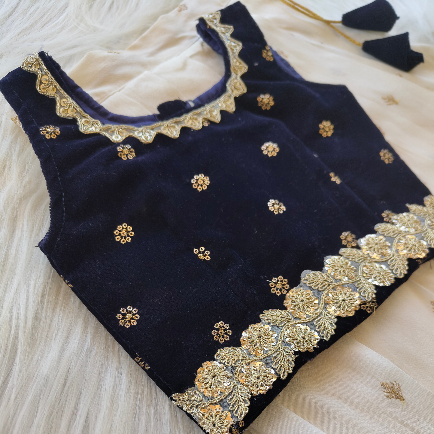Designer wear velvet top with skirt