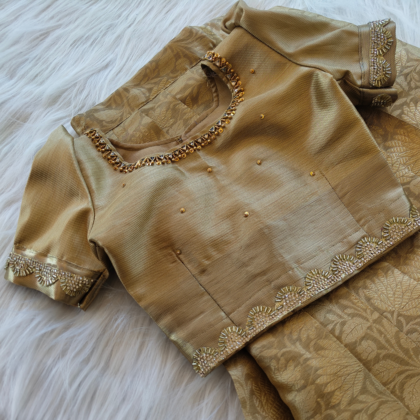 Golden aari work langa Nita ambani inspired