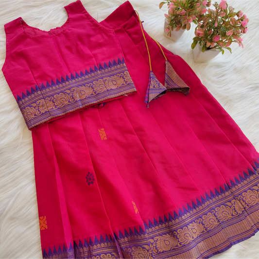Pink madurai cotton langa