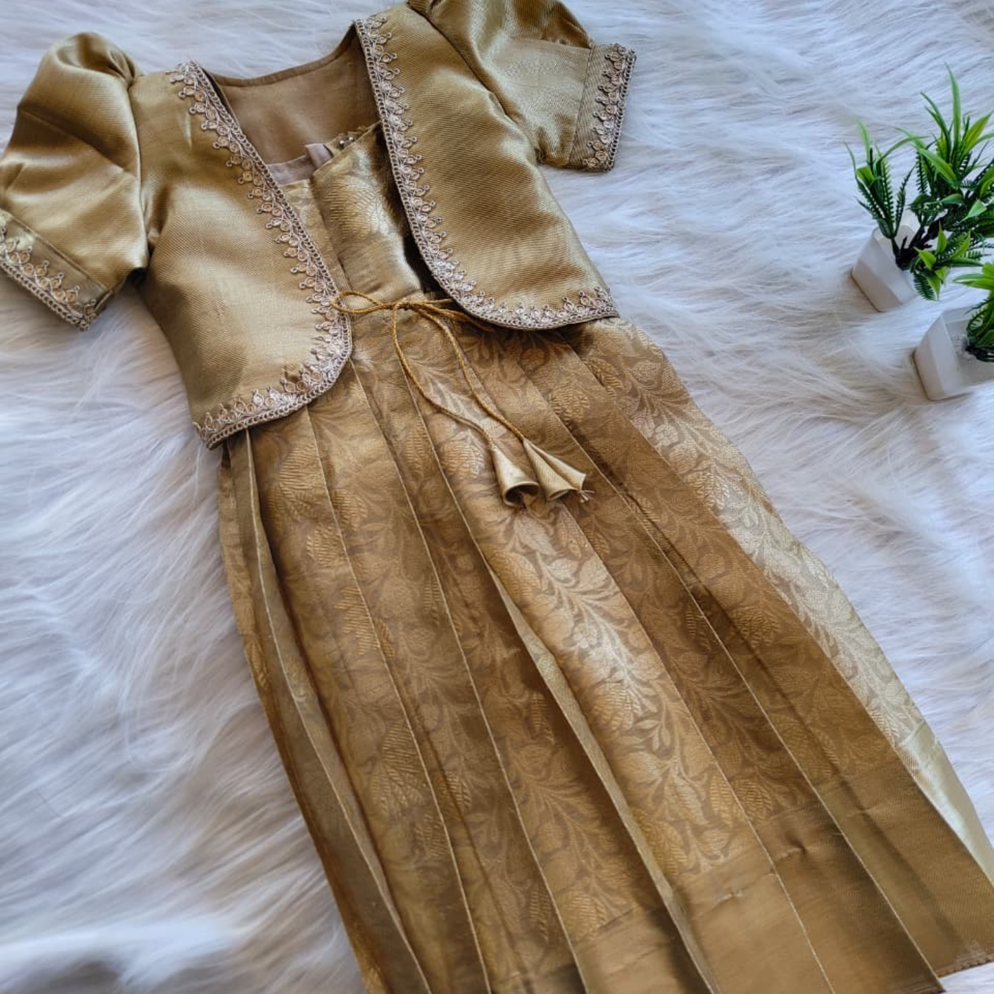 Heritage Pleated Festive Dress / Mini Maharani Ensemble